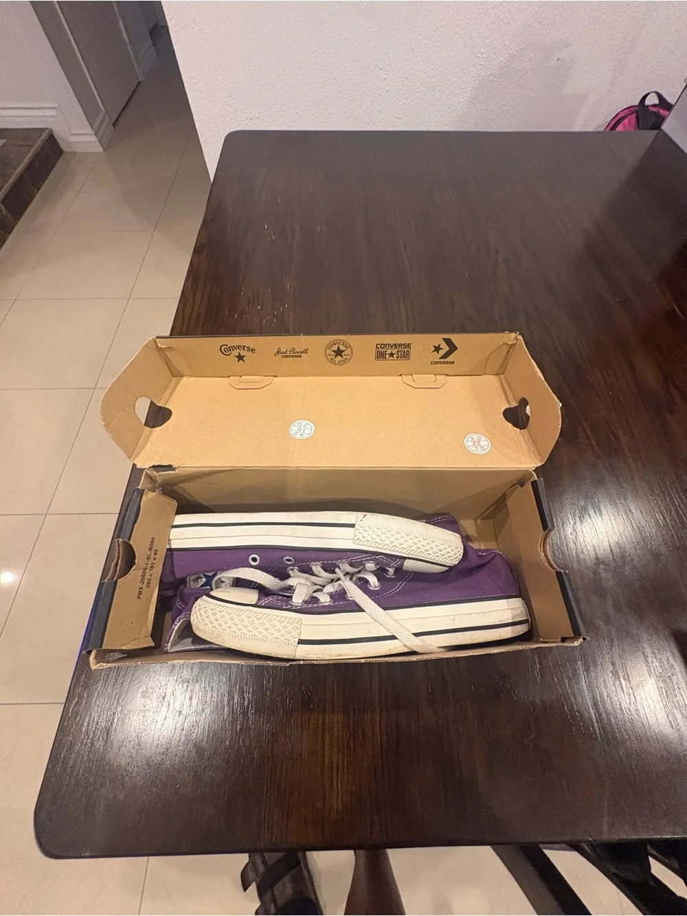 Converse Kids Purple and White Low-Top Canvas Sneakers